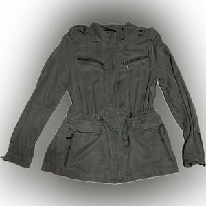 🎈Max Jeans Women Utility Jacket Military Style Army Green Full Zipper Small